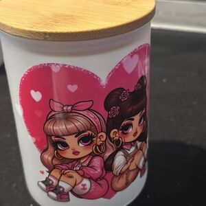 Cute Pink Heart Ceramic Jar